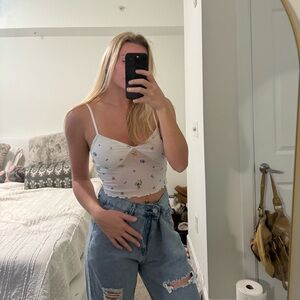 White tank top with flowers